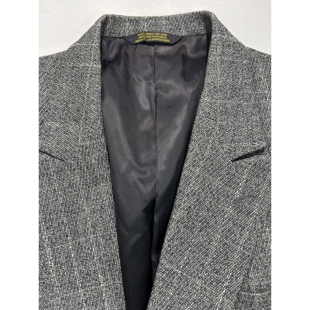 Strathmore Blazer Mens 40 Wool Herringbone Sport Coat Double Breasted Jacket